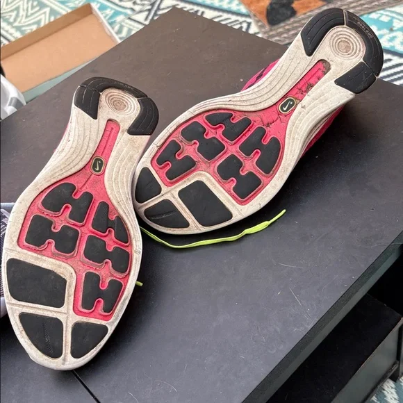 Nike Women's Pink and Neon Green Running Sneakers - Picture 6 of 6